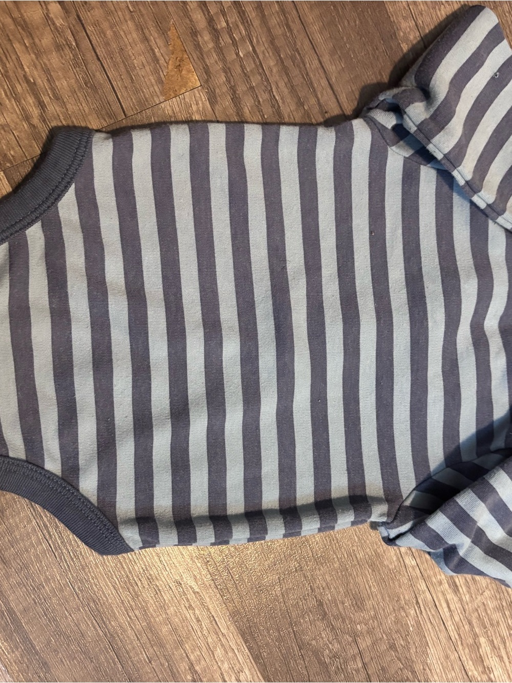 Striped Navy and Light Blue Polo-Style Baby Bodysuit - Picture 3 of 3